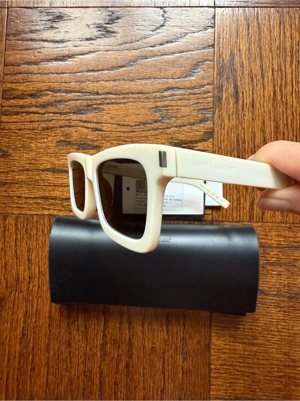 Saint Laurent Ivory Rectangular Sunglasses